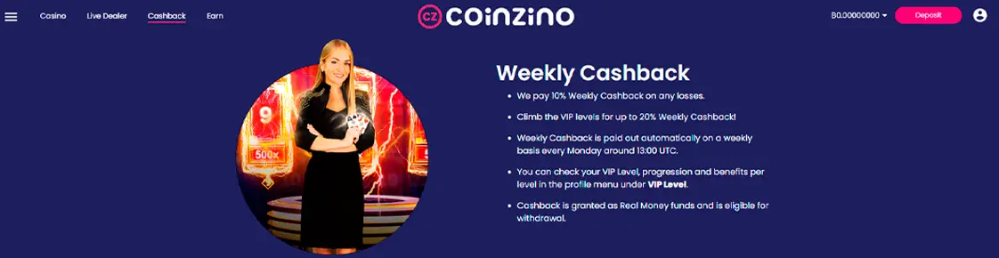 Coinzino casino bonuses program